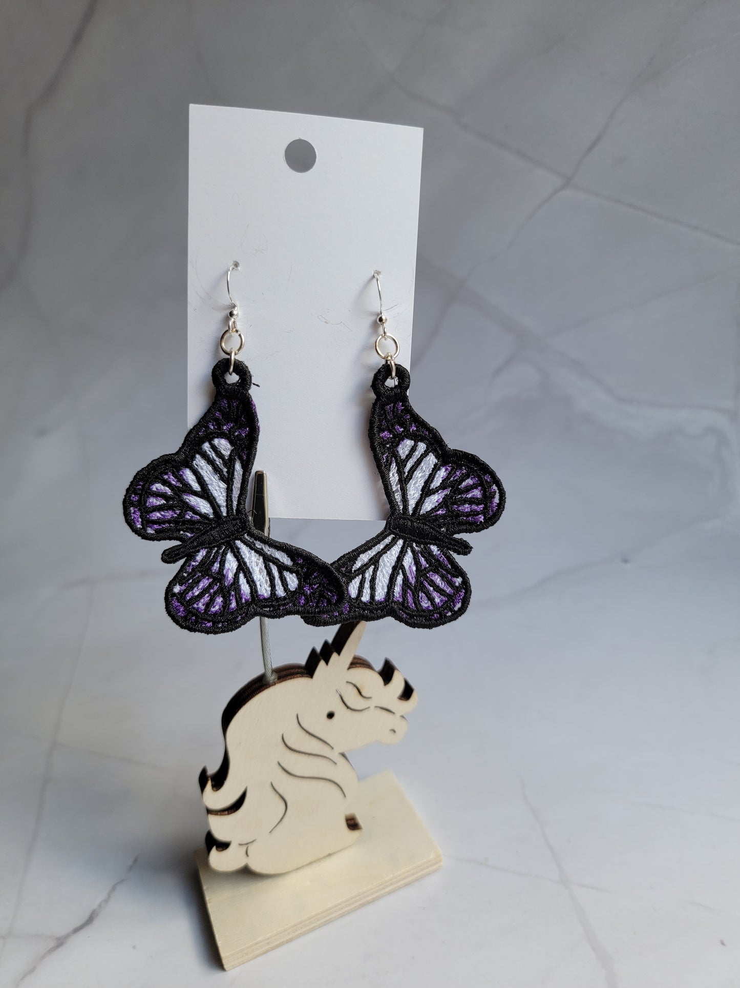 Embroidered Butterfly Earrings