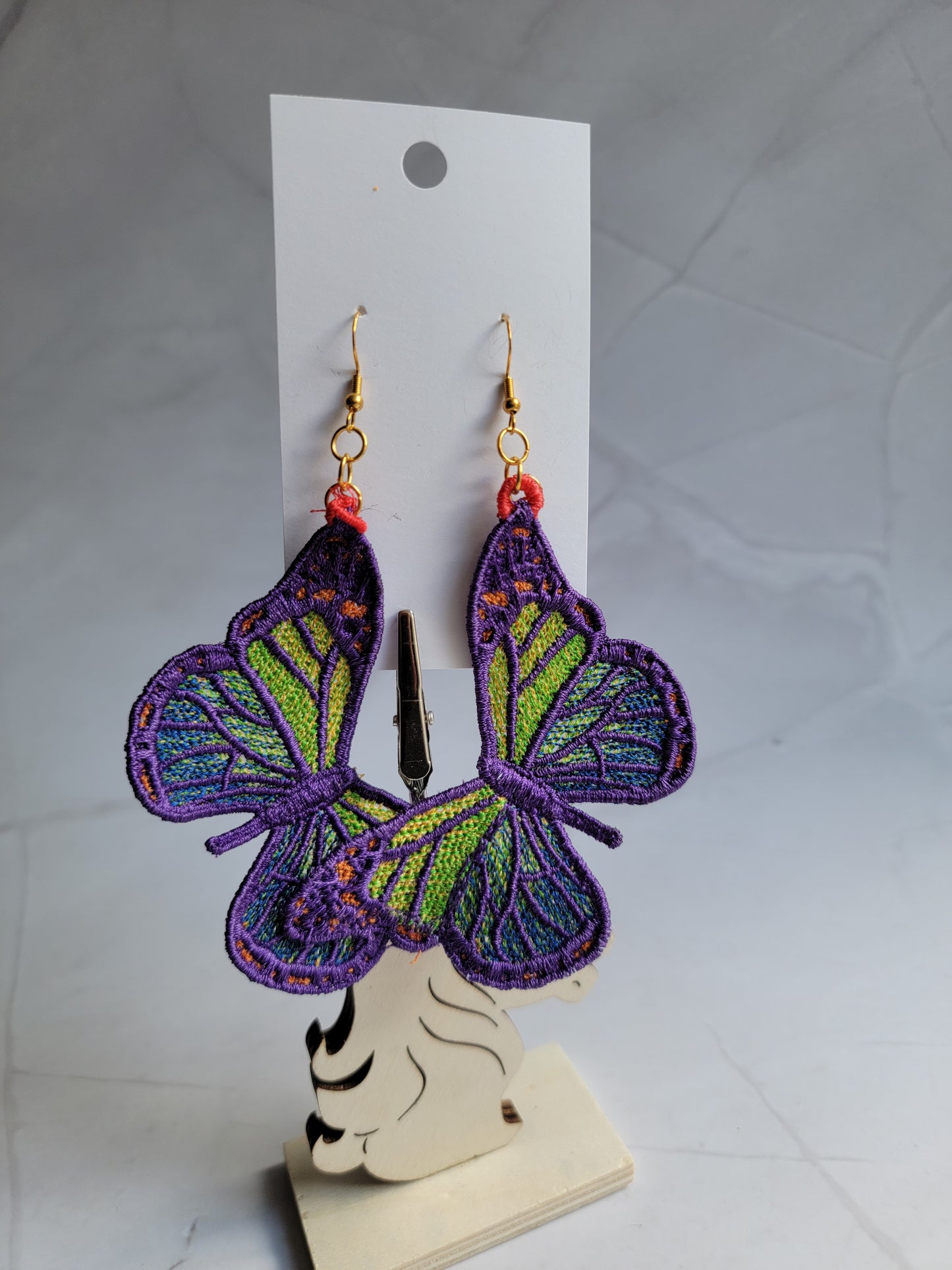 Embroidered Butterfly Earrings