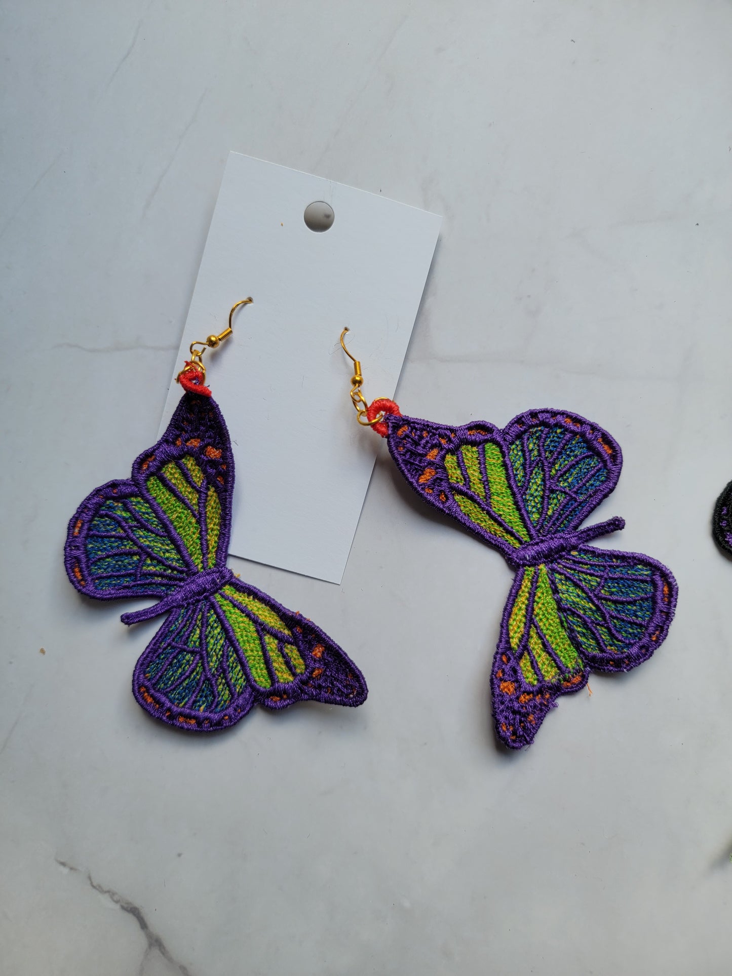 Embroidered Butterfly Earrings