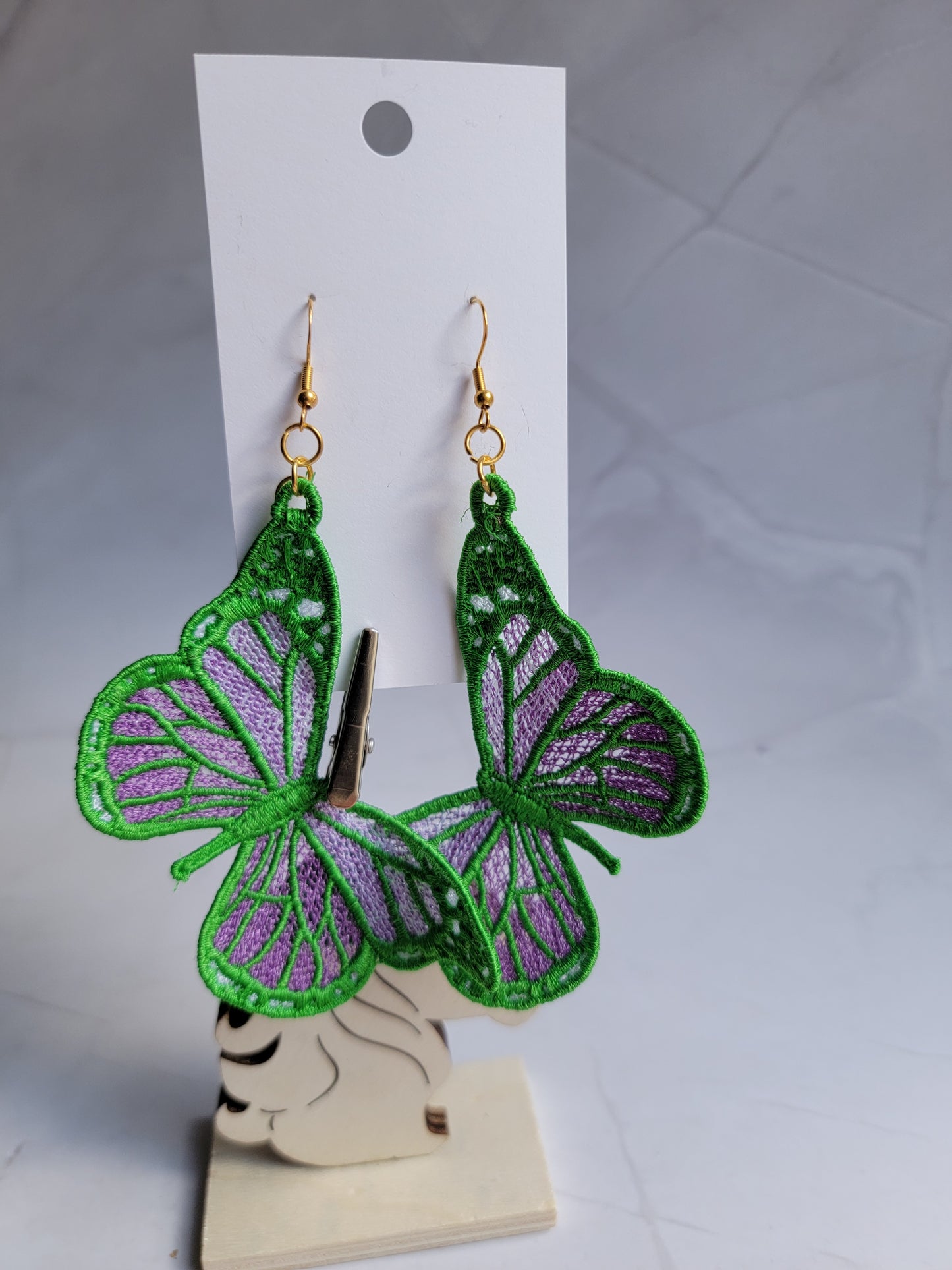 Embroidered Butterfly Earrings