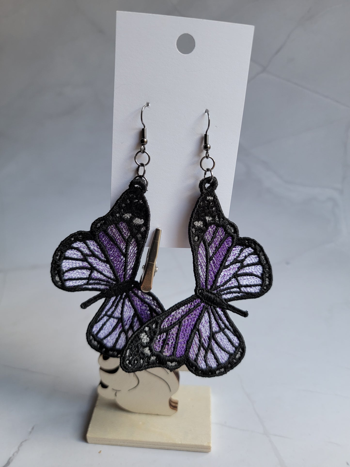 Embroidered Butterfly Earrings