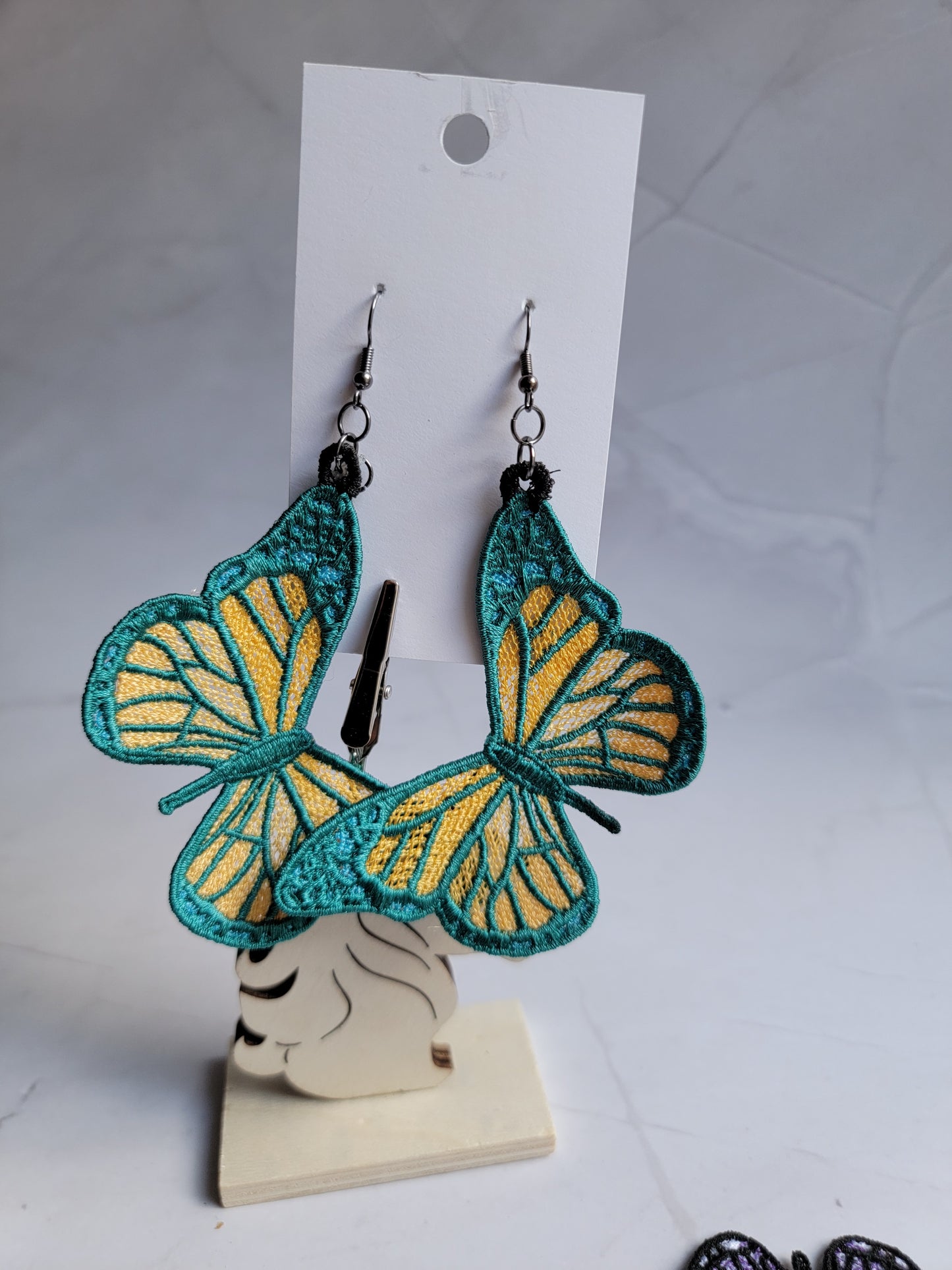 Embroidered Butterfly Earrings