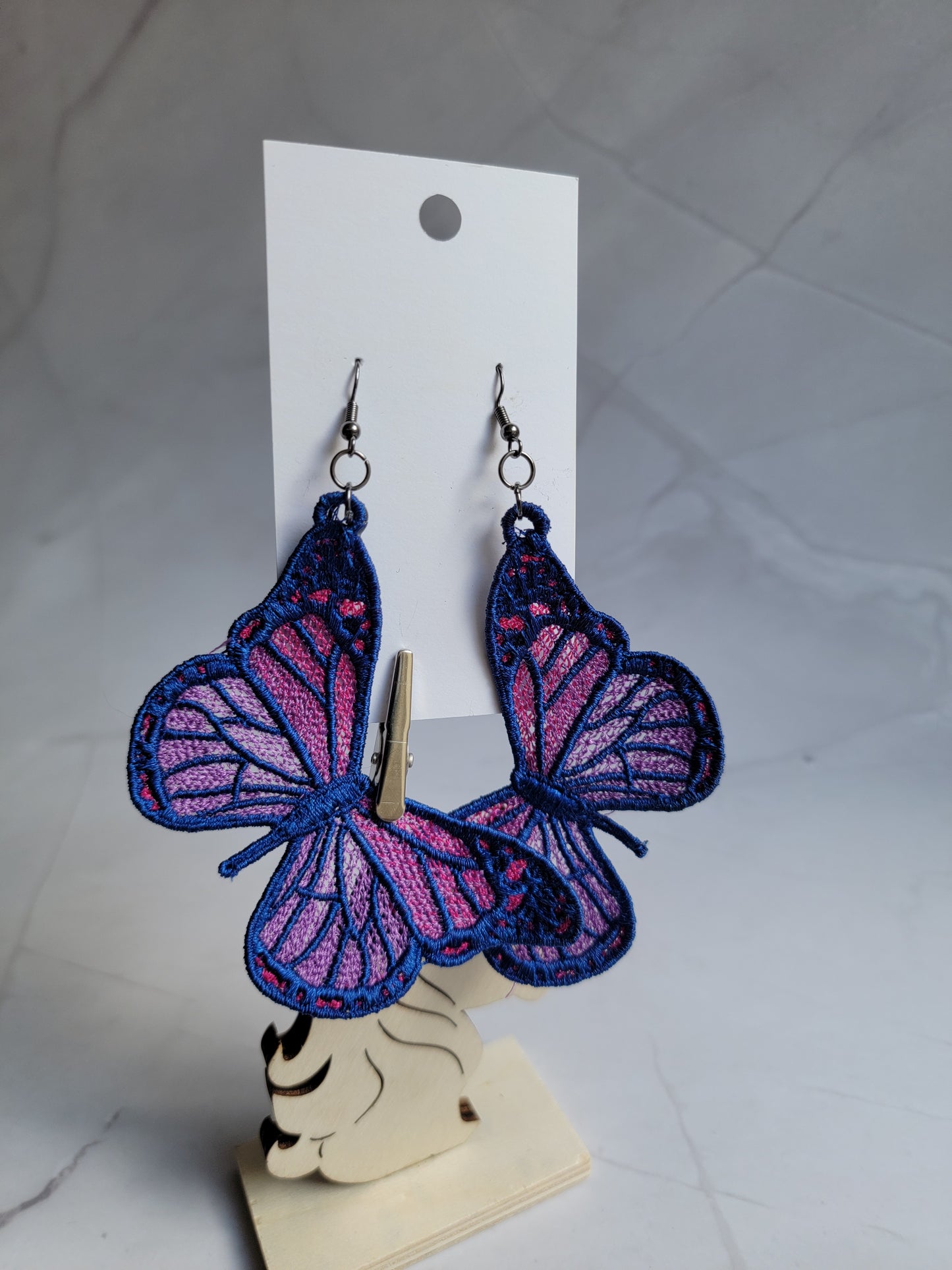 Embroidered Butterfly Earrings