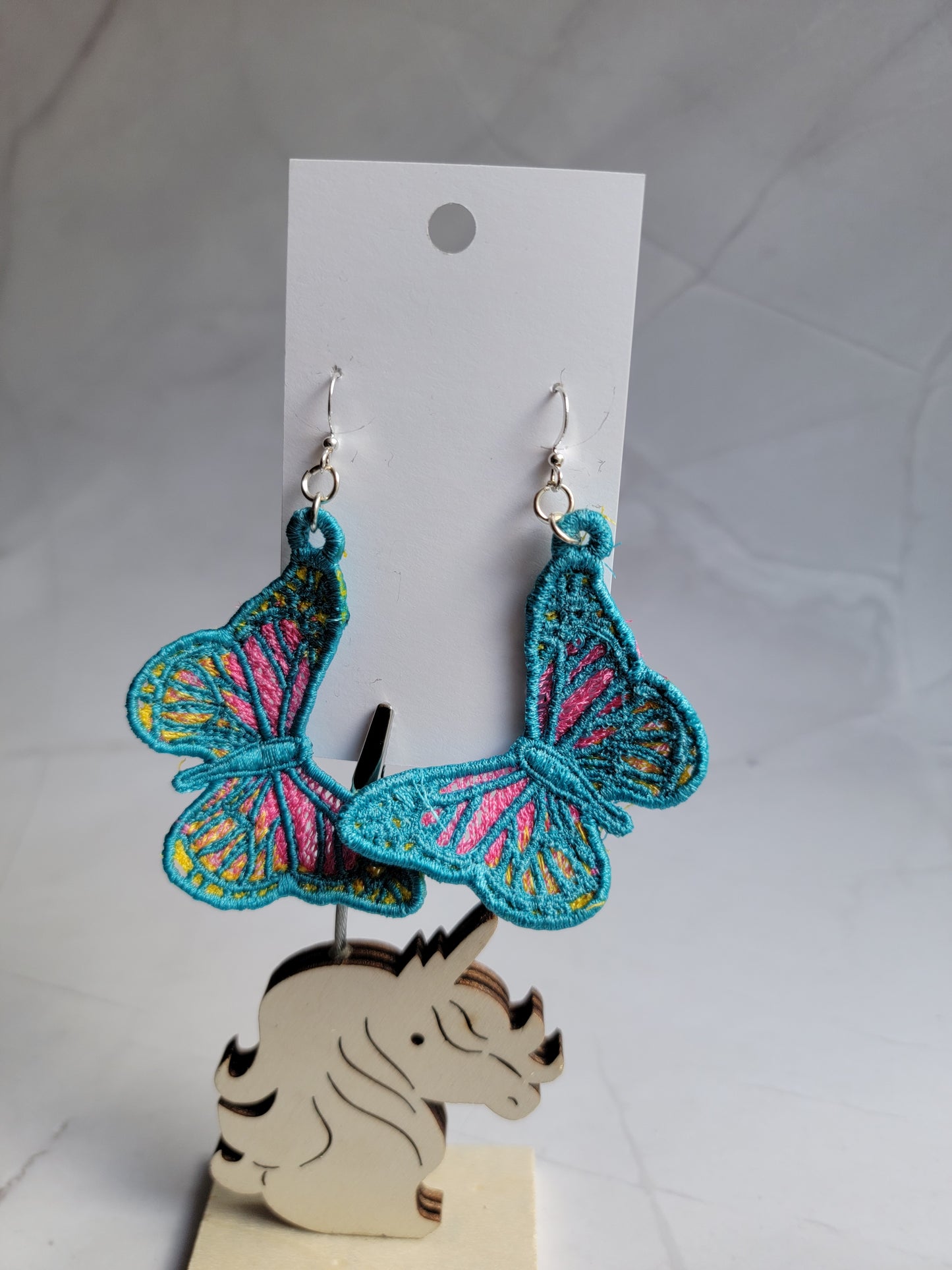 Embroidered Butterfly Earrings