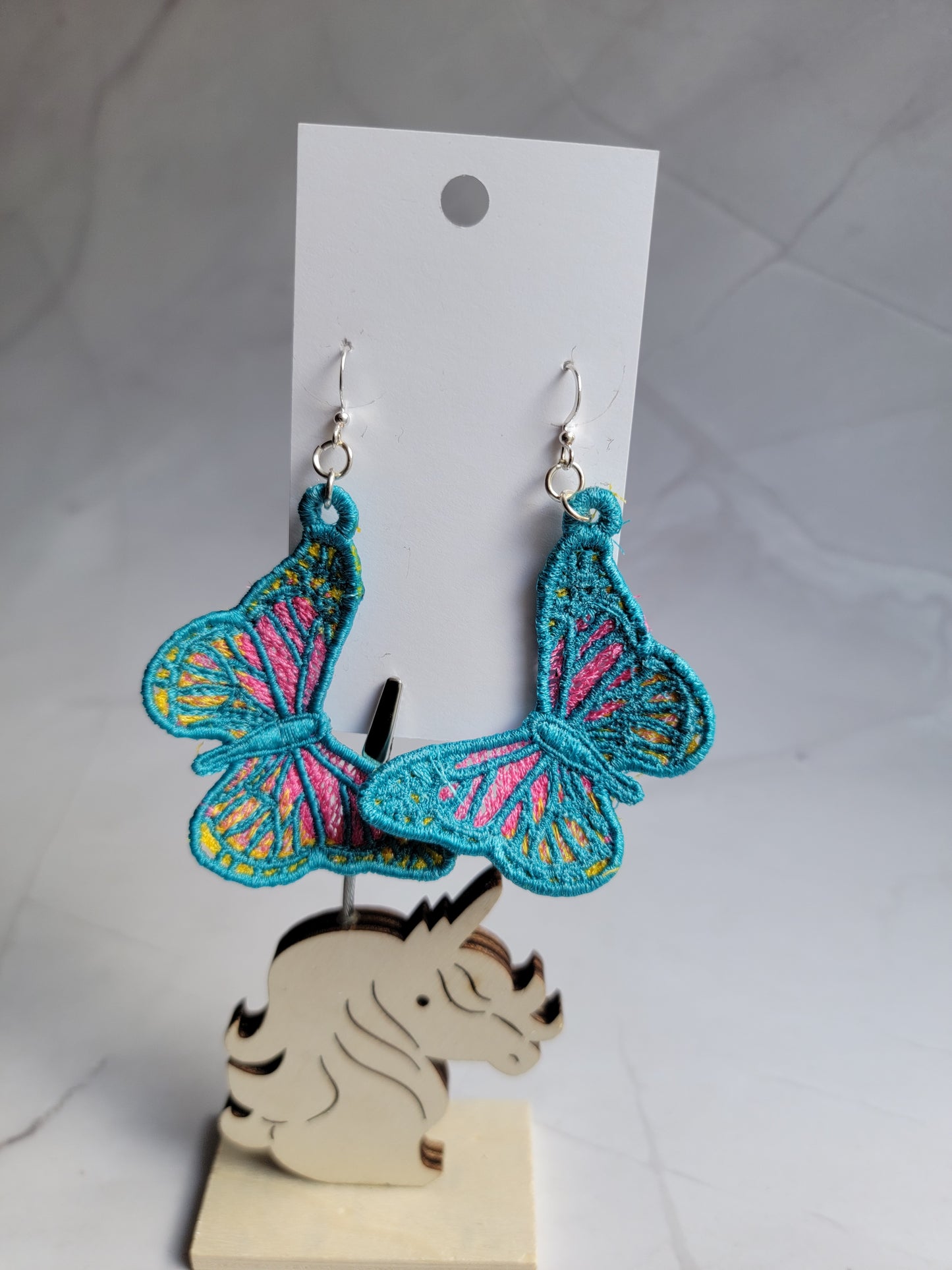 Embroidered Butterfly Earrings