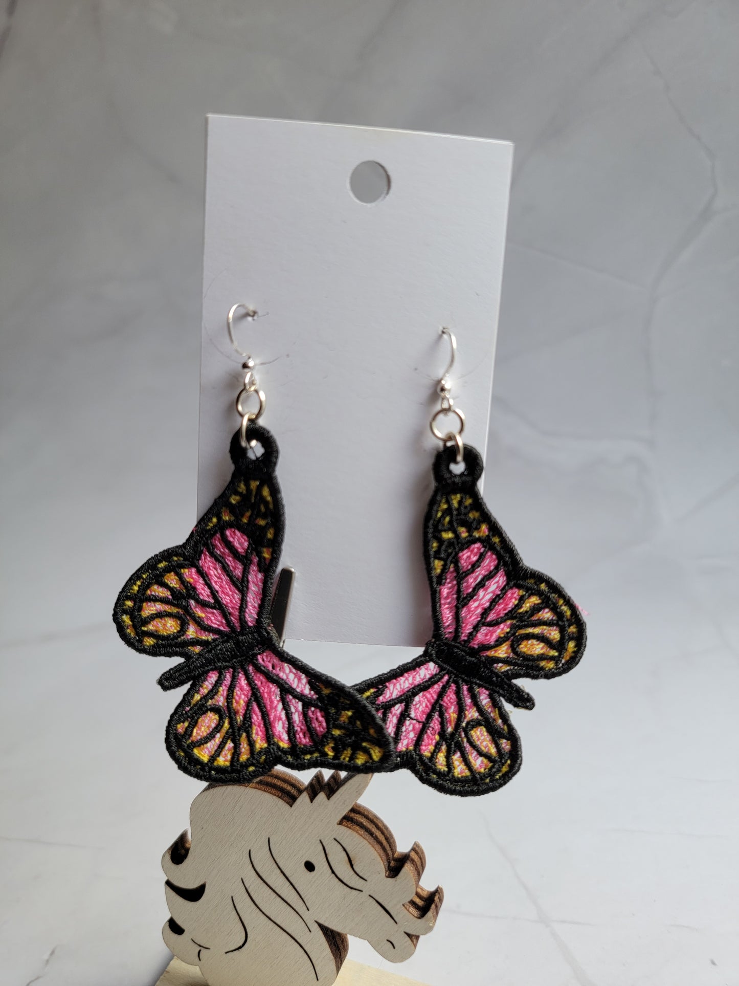 Embroidered Butterfly Earrings