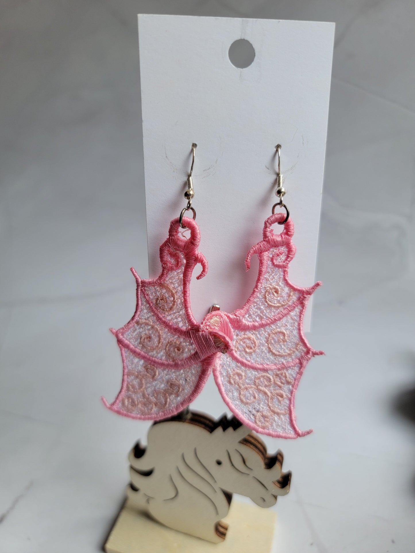 Dragon Wing Earrings - Pink and Purple