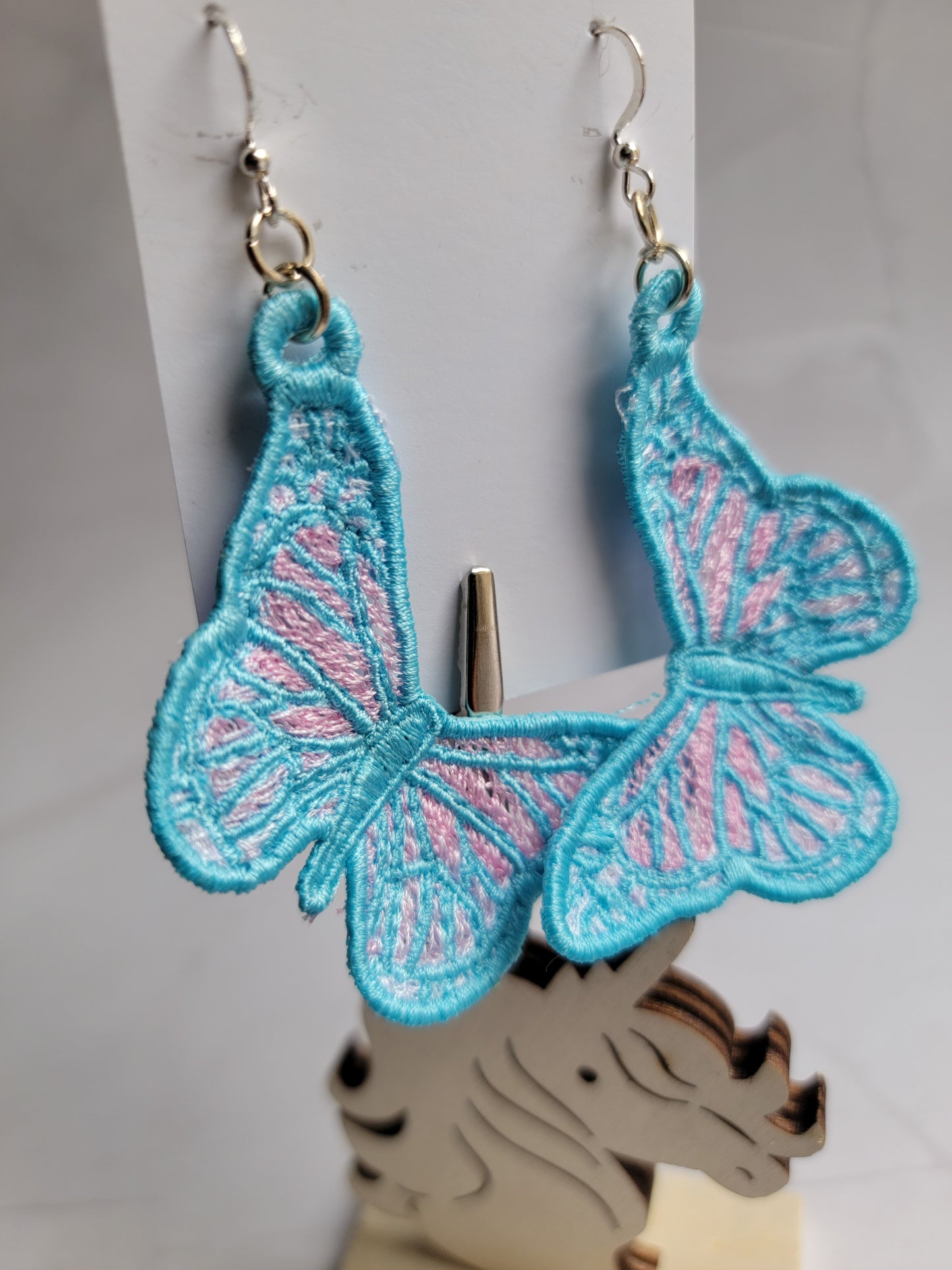 Embroidered Butterfly Earrings
