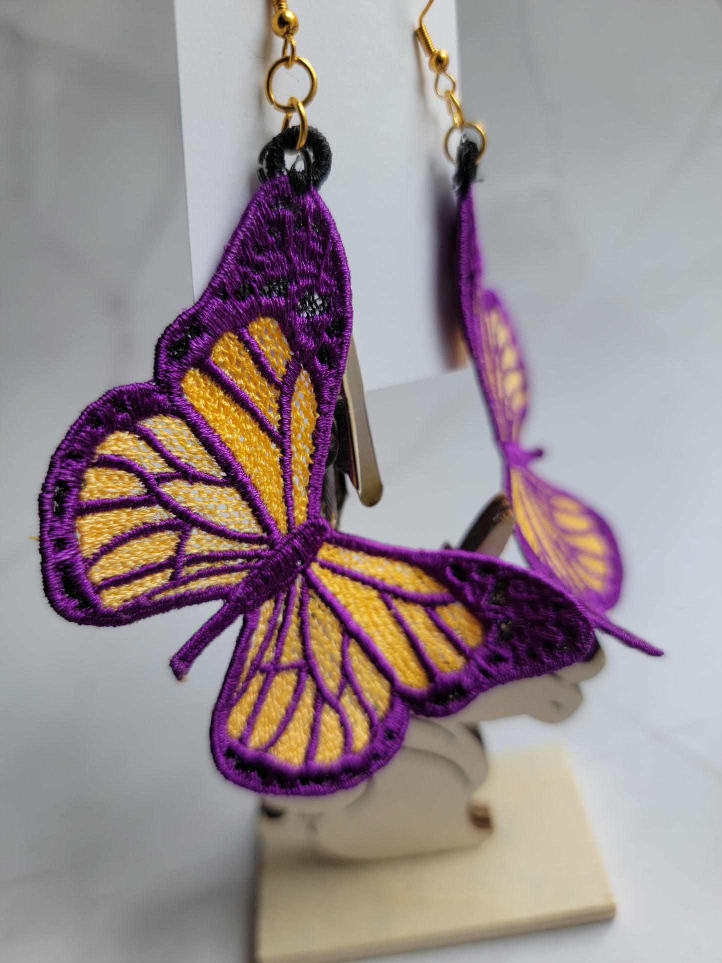 Embroidered Butterfly Earrings