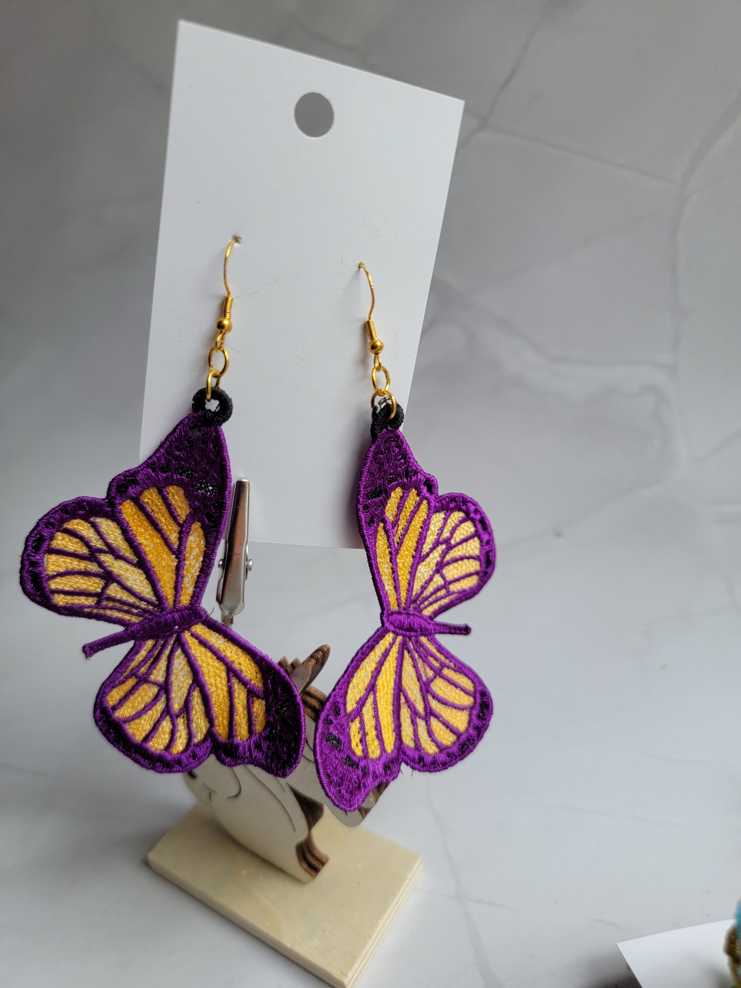 Embroidered Butterfly Earrings