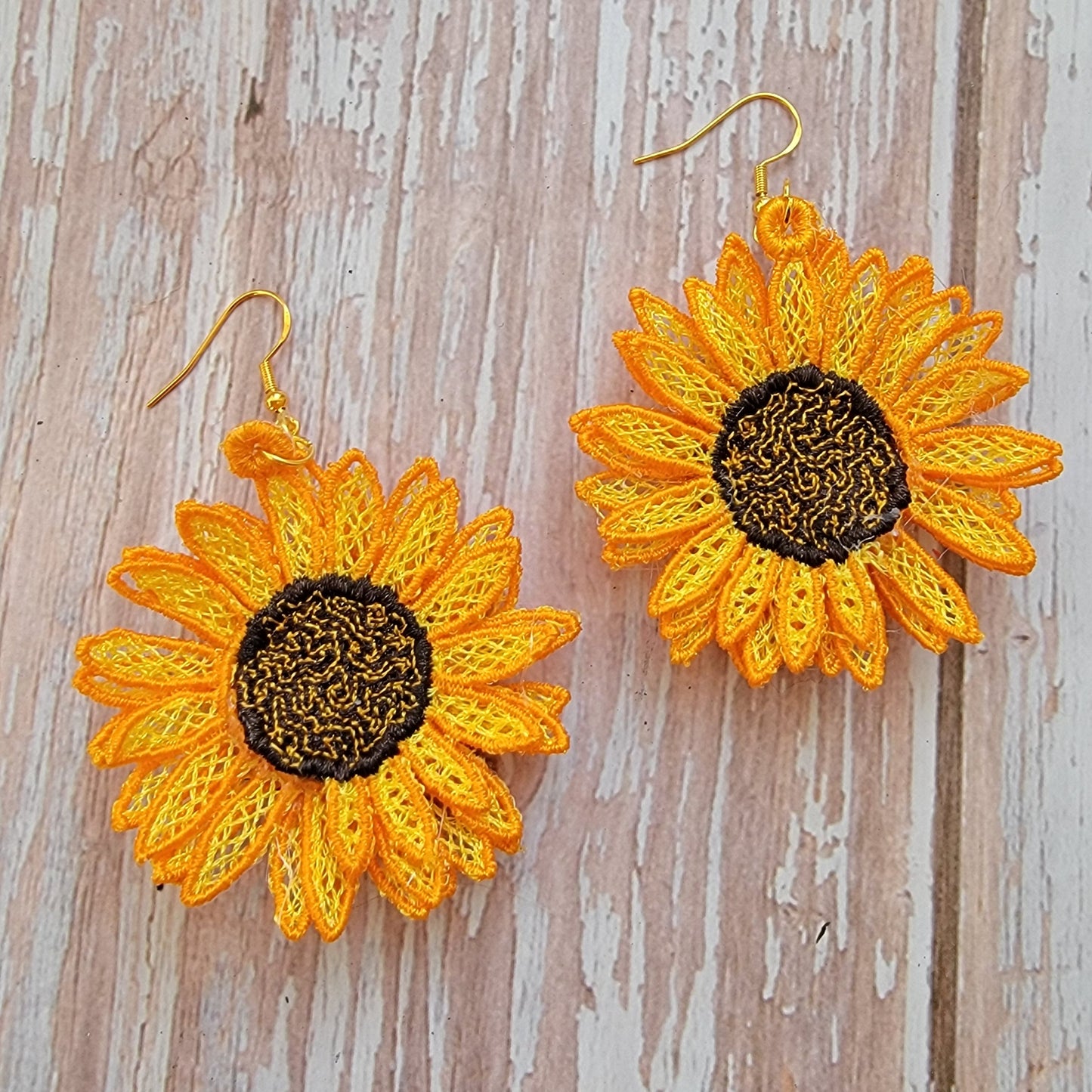 Embroidered Sunflower Earrings