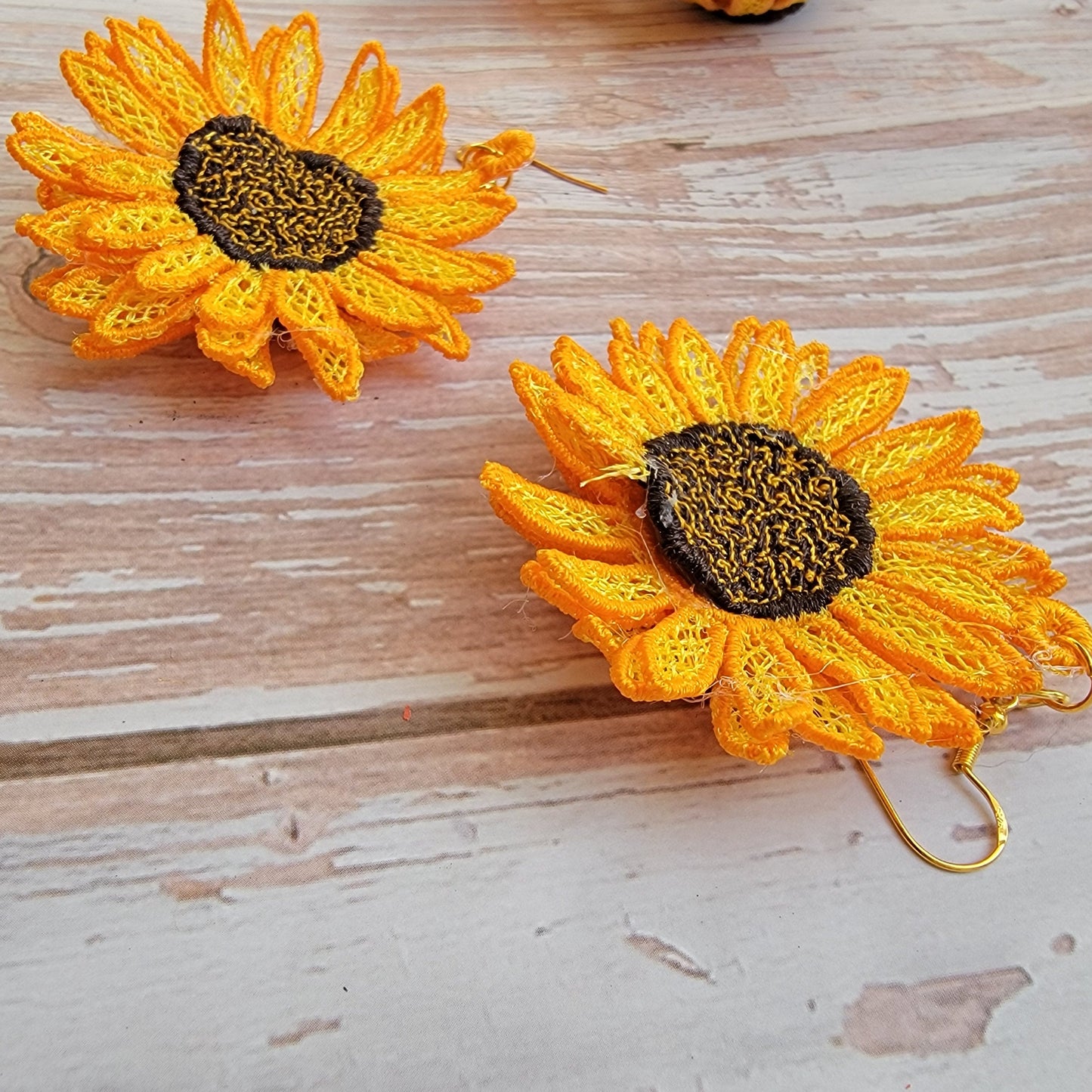 Embroidered Sunflower Earrings