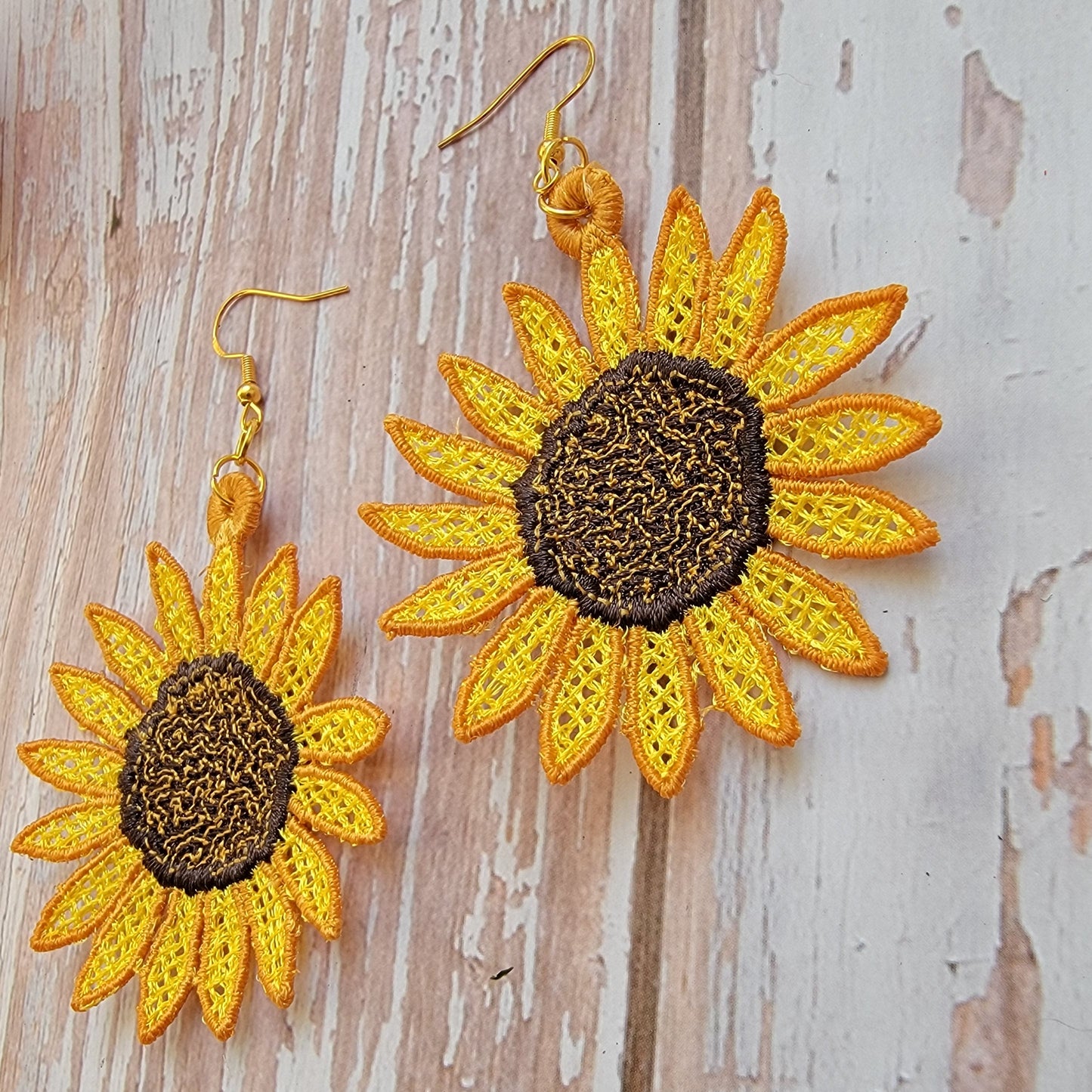 Embroidered Sunflower Earrings