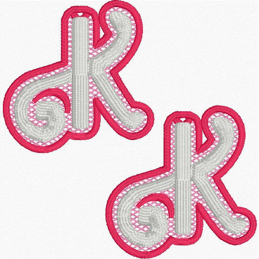 'K' Dolly Earrings FSL Embroidery File