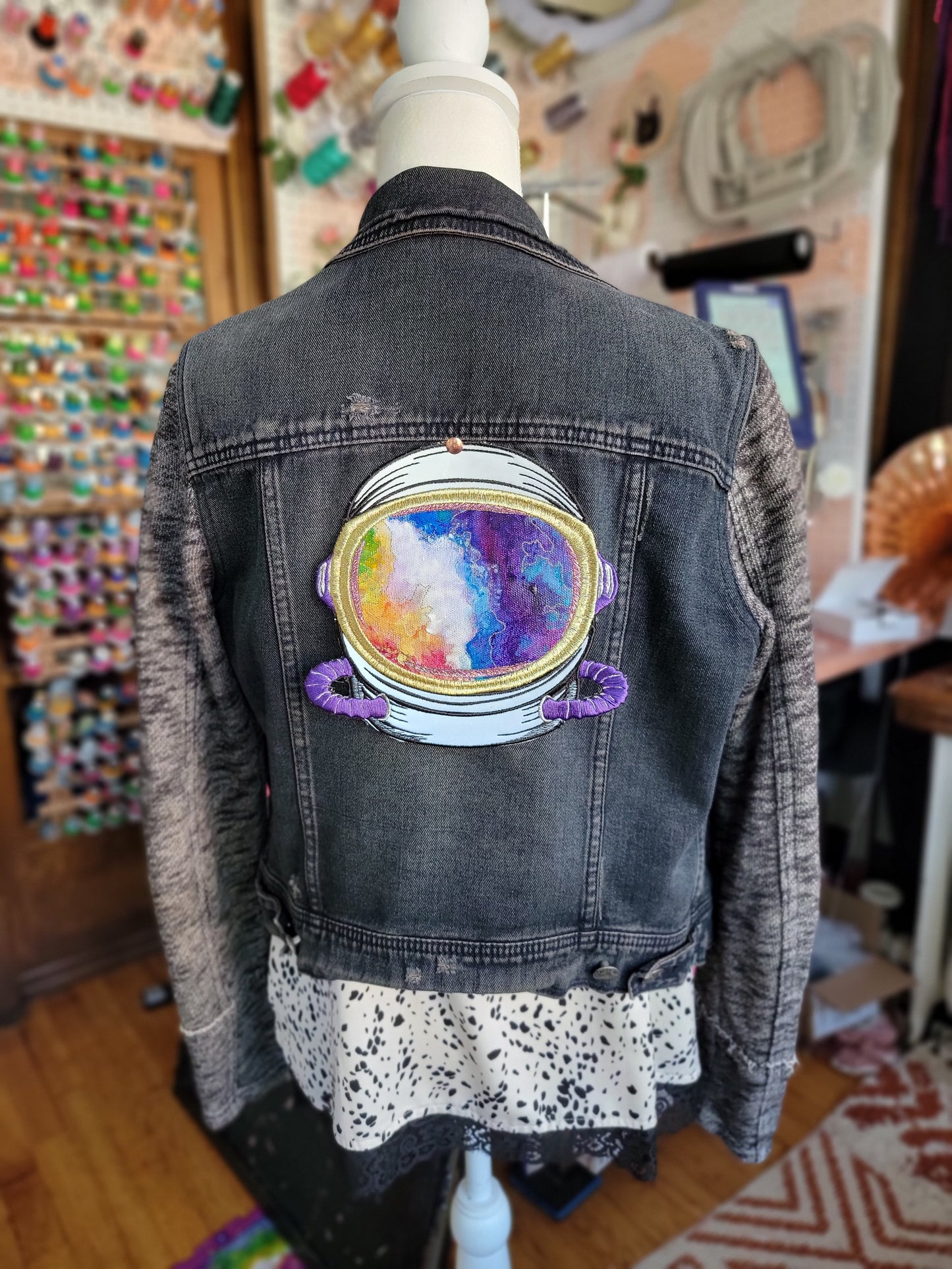 SOLD - Astronautical Cloud Exploration- Flash Reflective Embroidered Iron-On Painting