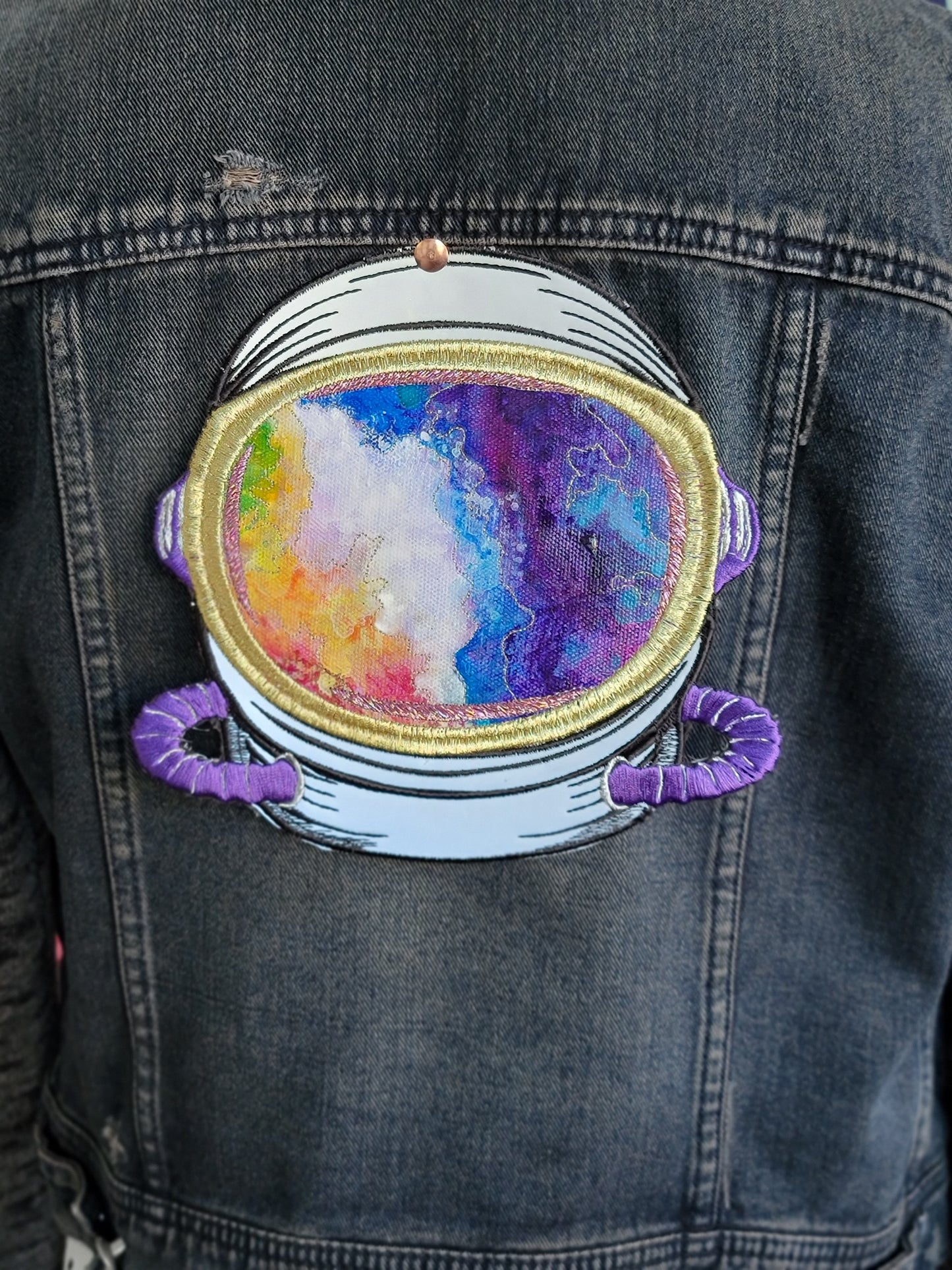 SOLD - Astronautical Cloud Exploration- Flash Reflective Embroidered Iron-On Painting