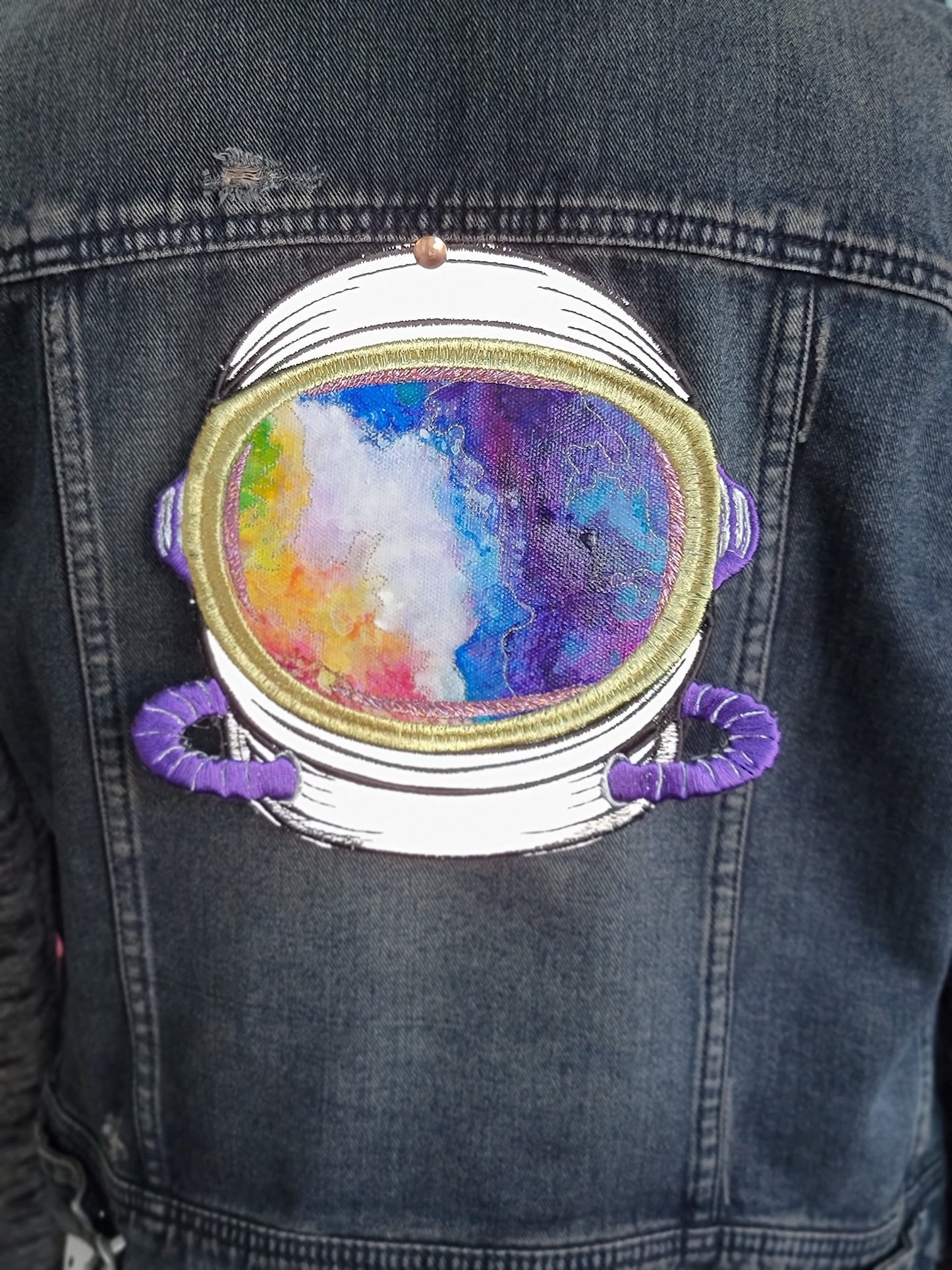 SOLD - Astronautical Cloud Exploration- Flash Reflective Embroidered Iron-On Painting