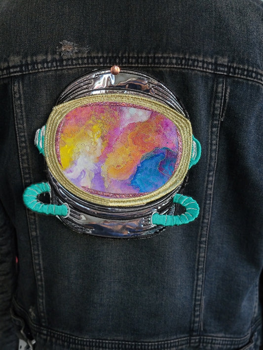 SOLD - Astronautical Cloud Exploration Embroidered Iron-On Painting