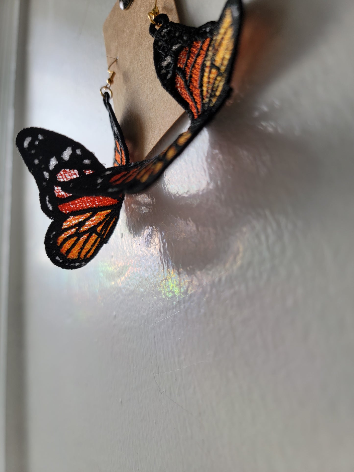 Embroidered Butterfly Earrings