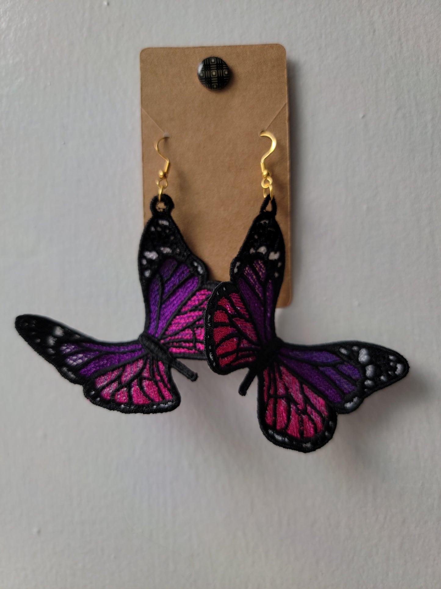 Embroidered Butterfly Earrings
