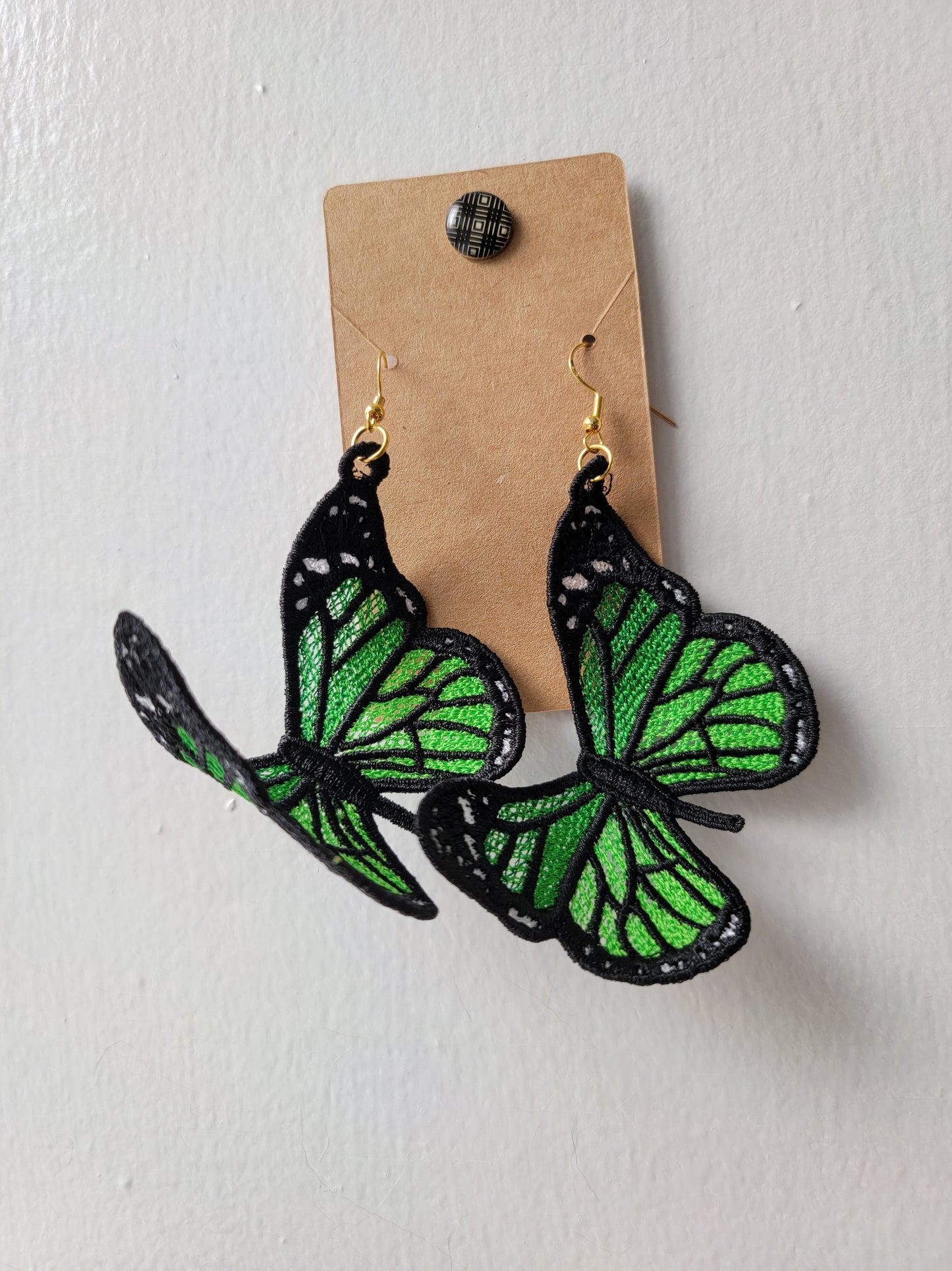Embroidered Butterfly Earrings