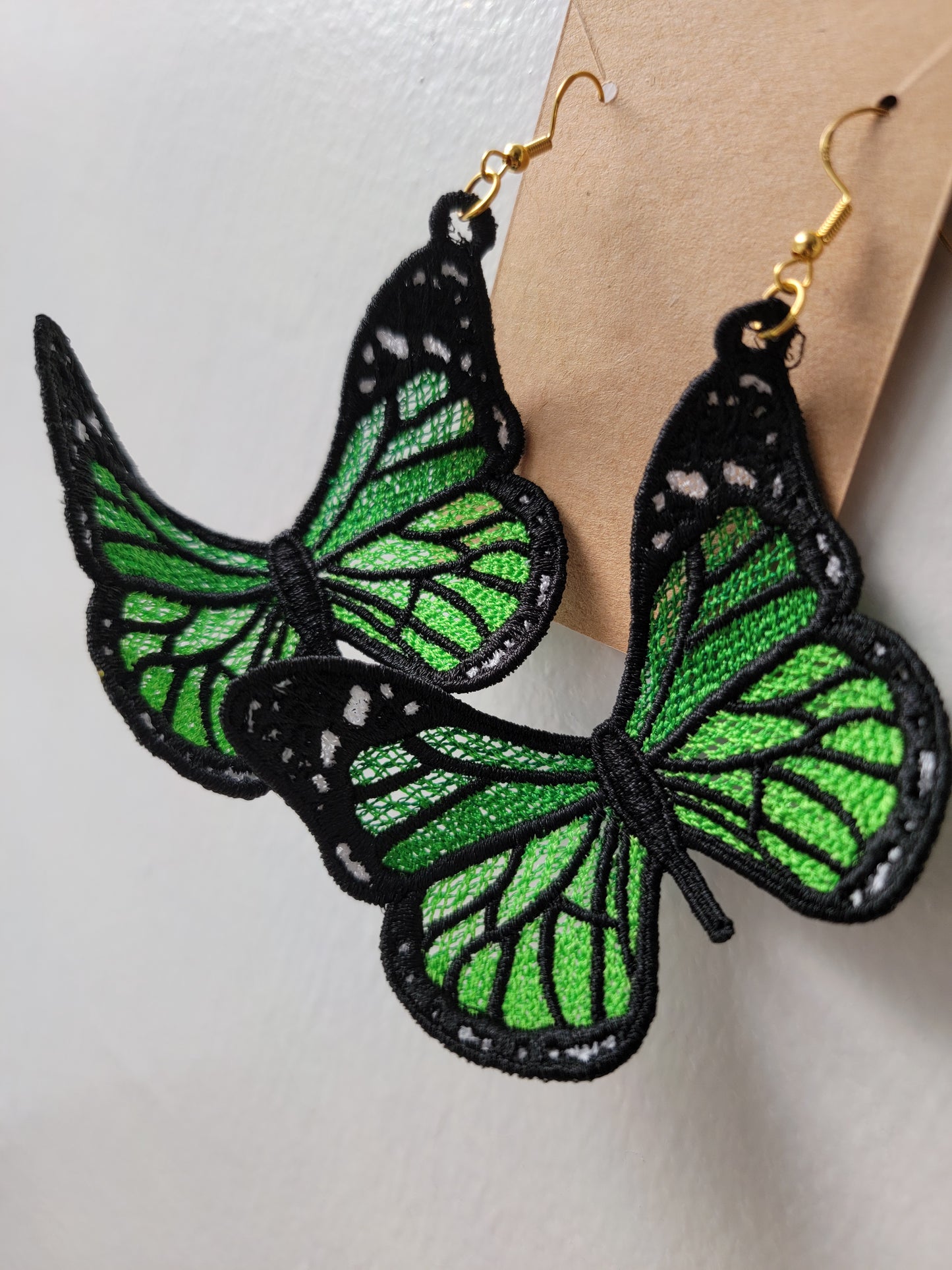 Embroidered Butterfly Earrings