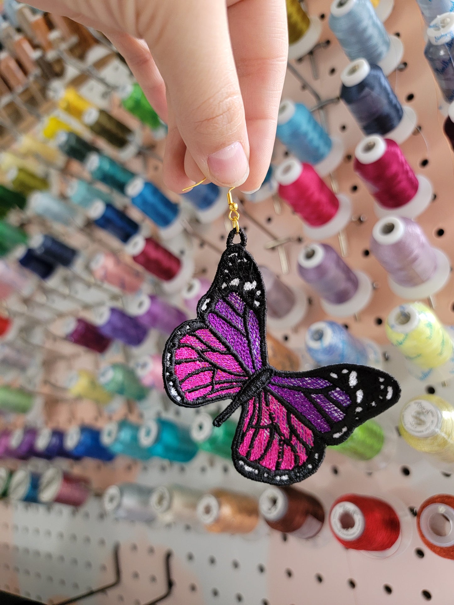 Embroidered Butterfly Earrings