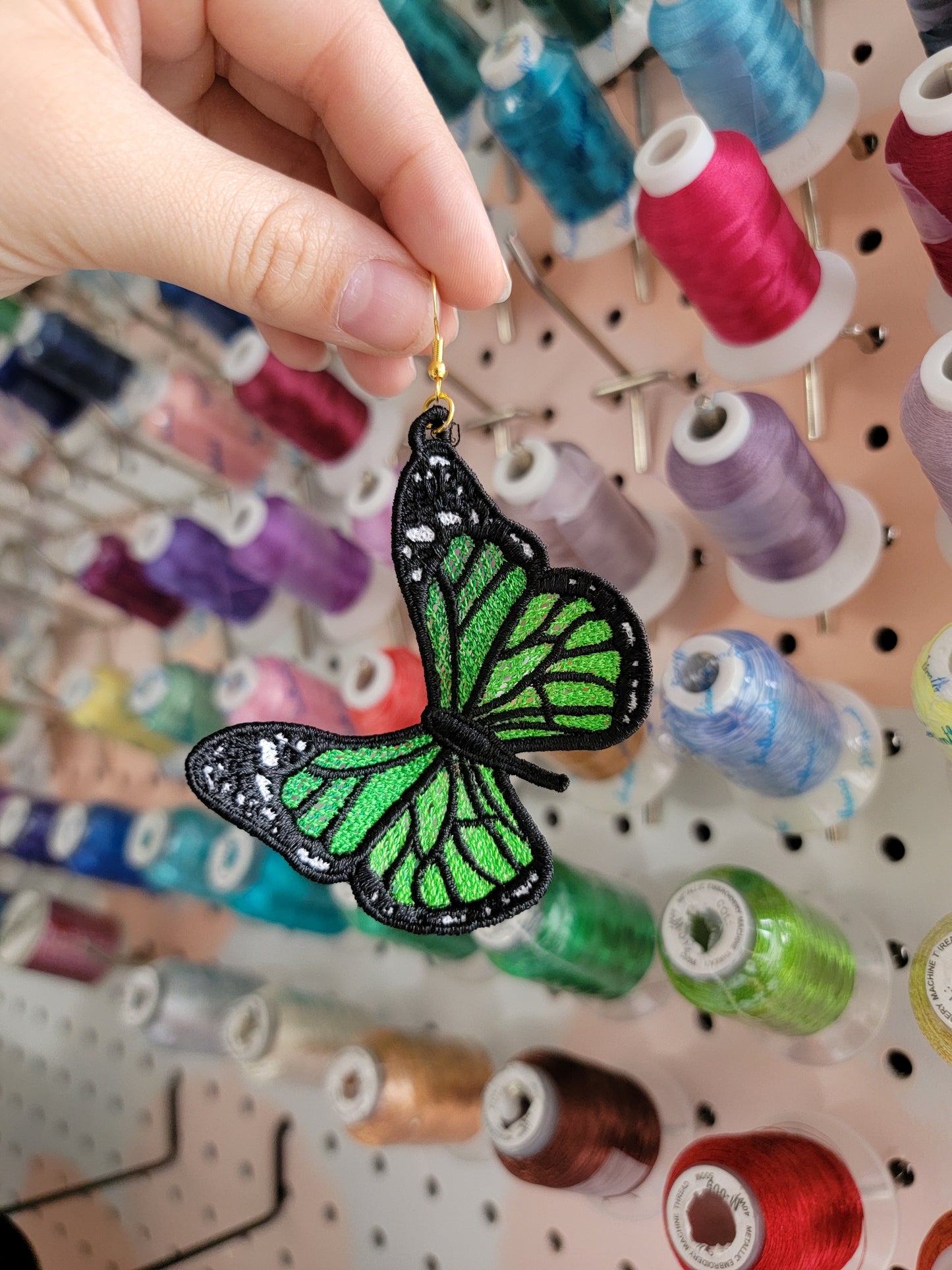 Embroidered Butterfly Earrings
