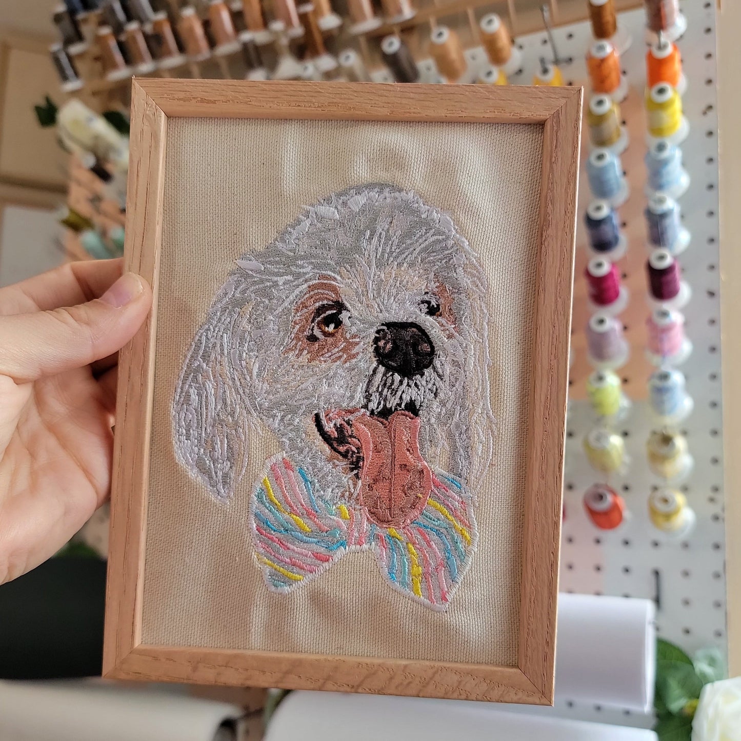 Custom Framed Embroidered Pet Portraits