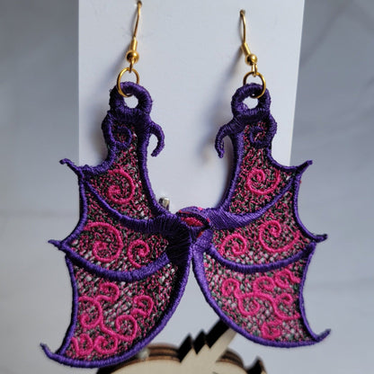 Dragon Wing Earrings - Pink and Purple