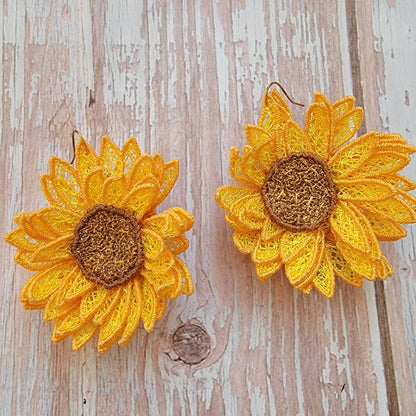 Embroidered Sunflower Earrings