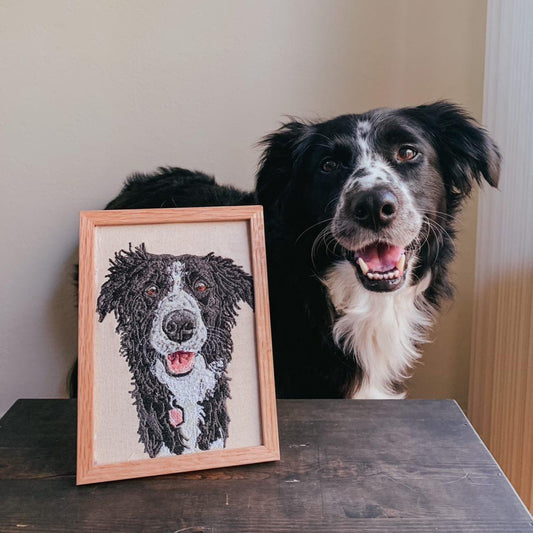 Custom Framed Embroidered Pet Portraits