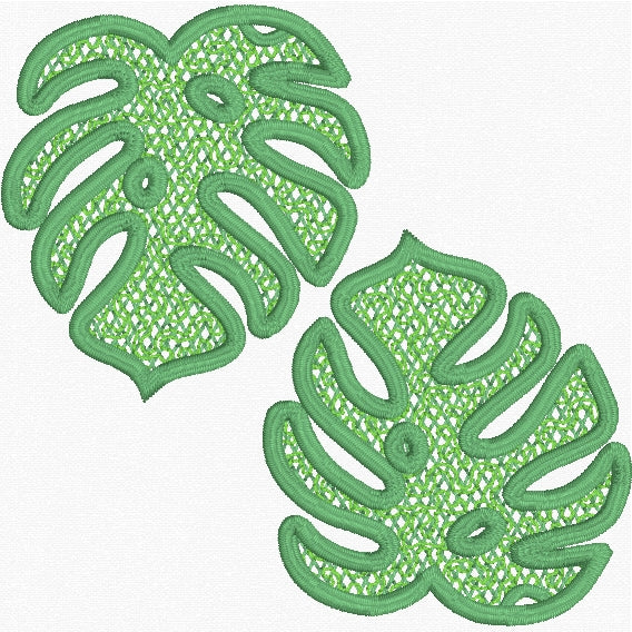 Mega Monstera Earrings FSL Embroidery File