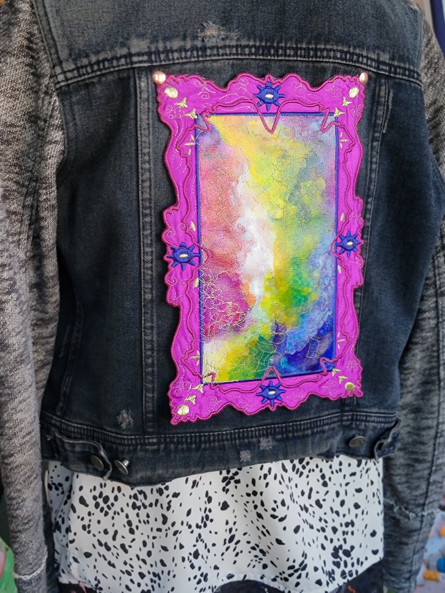 Royal Fuchsia Cloud Portal - Embroidered Iron-On Painting