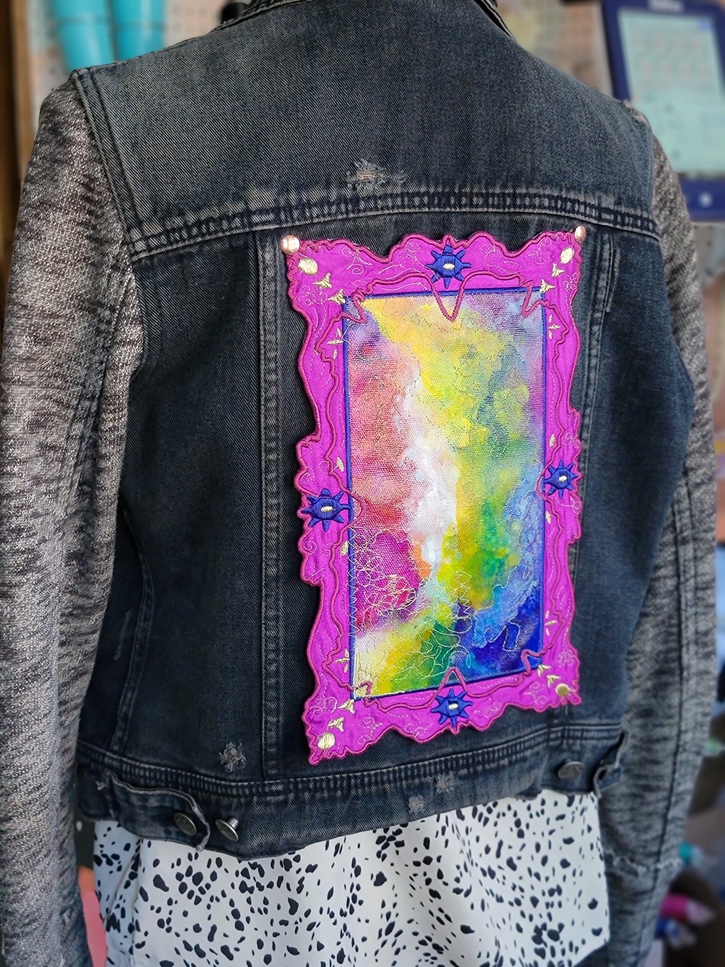 Royal Fuchsia Cloud Portal - Embroidered Iron-On Painting