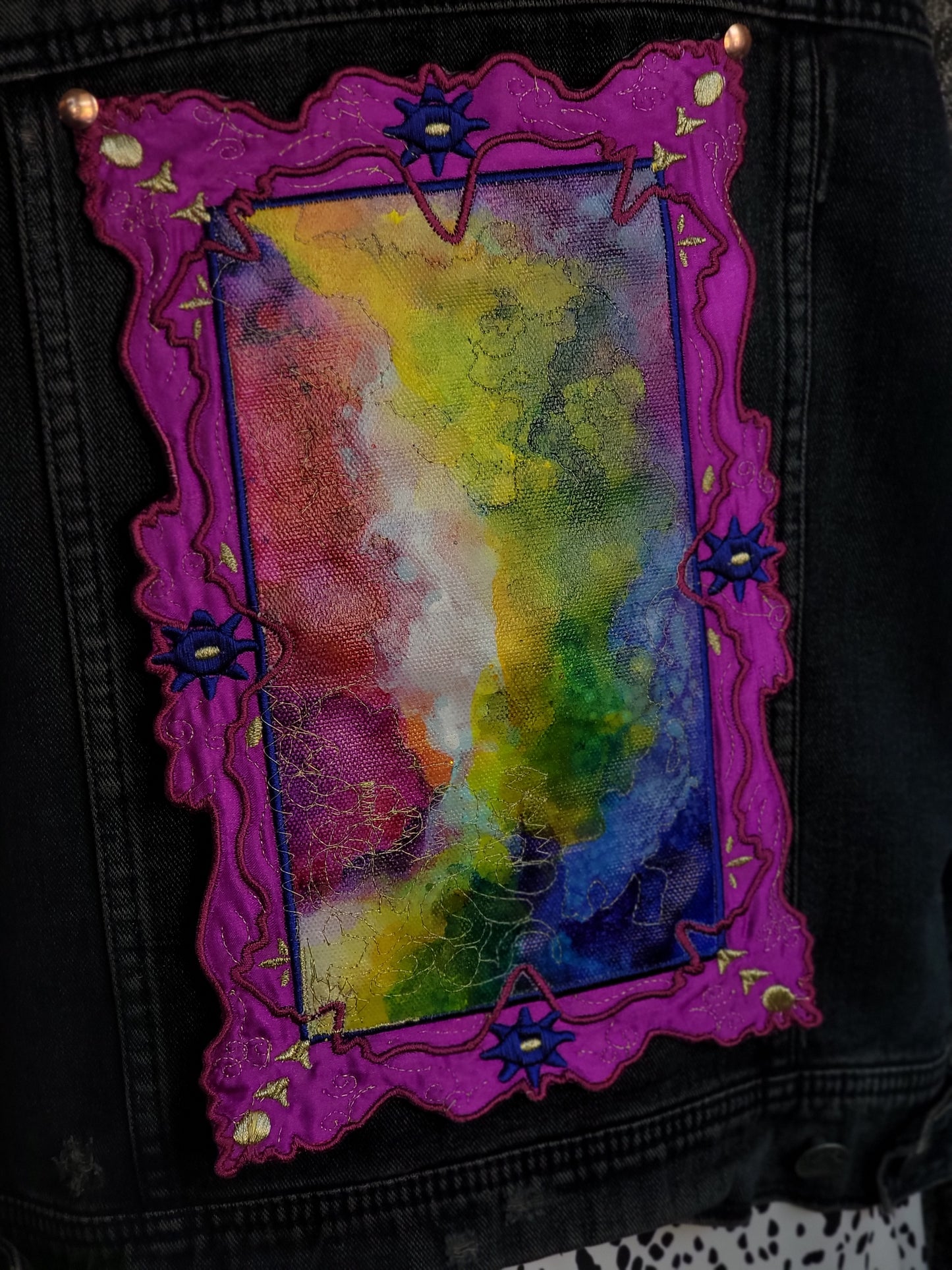 Royal Fuchsia Cloud Portal - Embroidered Iron-On Painting